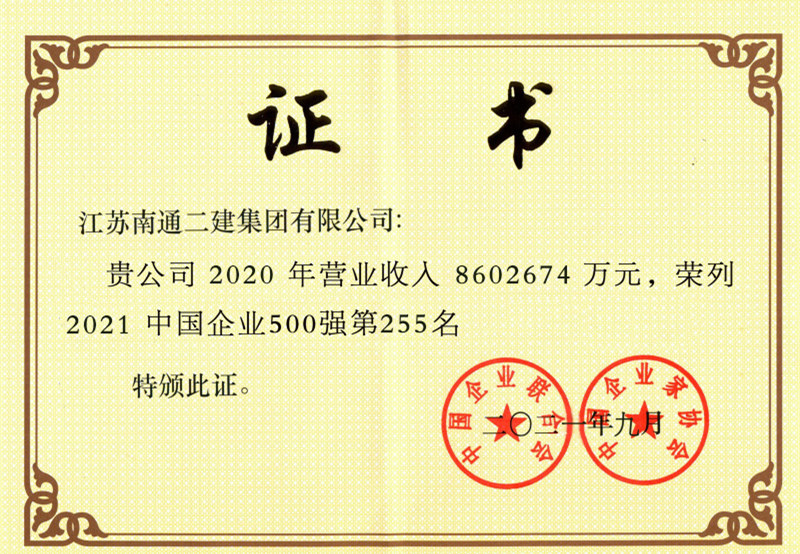 2021年中國企業500強（第255名）