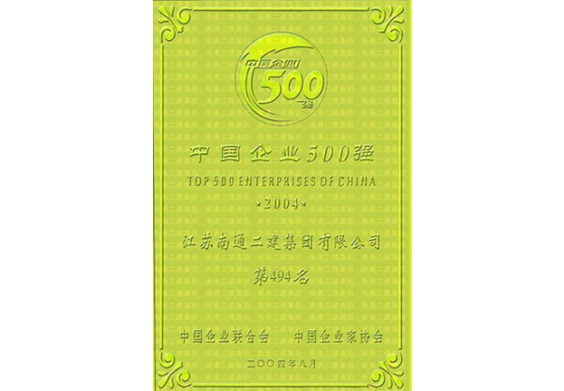 2004年中國企業500強第494名