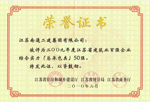 2009年江蘇建筑總承包類50強